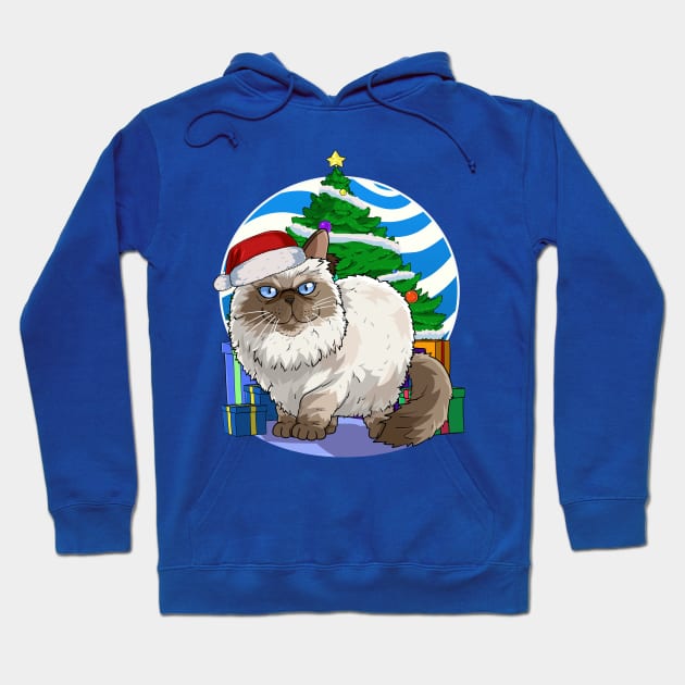 Himalayan Persian Cat Santa Christmas Gift Hoodie by Noseking